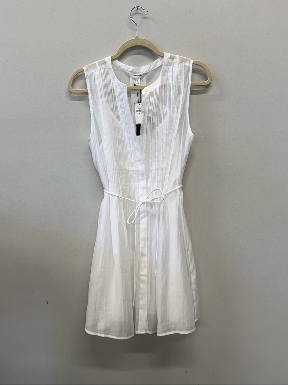 Banana Republic White Sleeveless Tie-Waist Mini Dress